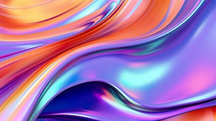 Iridescent chrome wavy gradient abstract background, ultraviolet holographic foil texture, liquid surface, ripples, metallic reflection.
