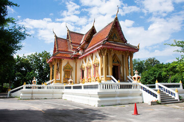Ancient ubosot ordination hall and antique church chapel for thai people travel visit respect...