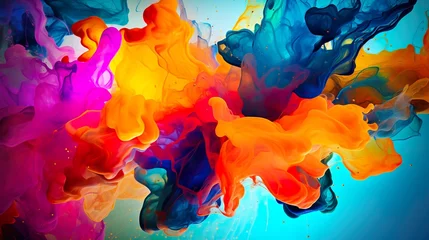 Foto op Plexiglas Colorful paint splash. Rainbow splash wave. Isolated element on the transparent background © Damerfie