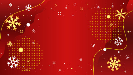 メリークリスマス、キラキラした雪の結晶と赤色の背景。ベクターイラスト素材