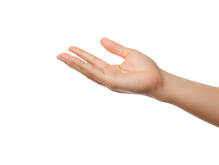Extended hand isolated on transparent or white background, png