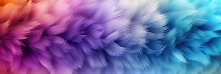 abstract fluffy texture banner, background of vibrant multicolored fur