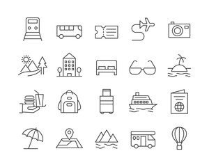 Travel Icons - Vector Line. Editable Stroke. - obrazy, fototapety, plakaty