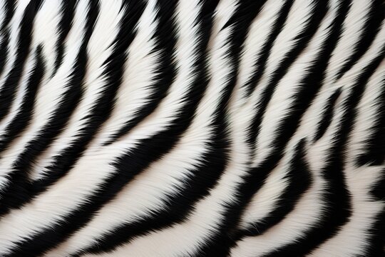 Abstract texture black and white zebra stripes print artificial fluffy background