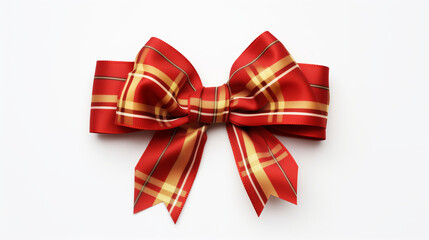 Red and Gold Festive Ribbon on Isolated White Background