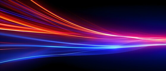 Neon color glowing lines background, high-speed light trails effect.