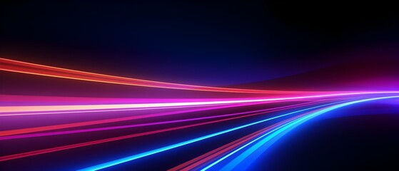 Neon color glowing lines background, high-speed light trails effect.