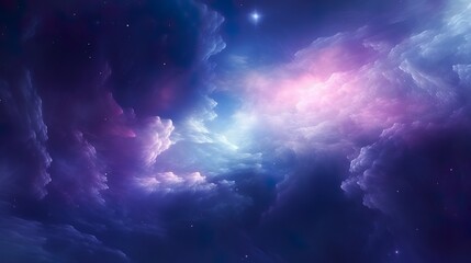 Purple and blue space background with a light trail in the middle abstract