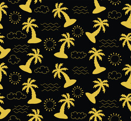 Obraz premium Seamless pattern with palm trees with doodle style.