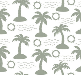 Seamless pattern with palm trees with doodle style.
