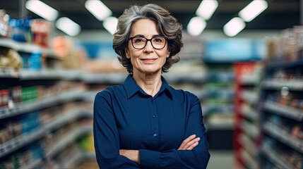 Senior Woman Manager at Supermarket