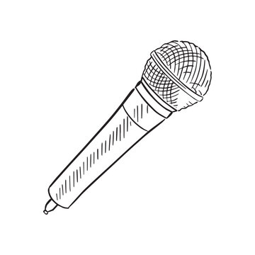 A line drawn illustration of a microphone. Perfect for a performance poster. Drawn by hand on procreate in black and white with shading.