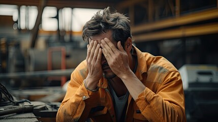 An engineer man was anxious. Generative Ai.