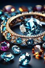 Glamorous diamonds, gems and jewels exude elegance and luxury indoors.