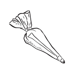 A black and white line drawn piping bag. Perfect for a bakery logo or marketing materials.