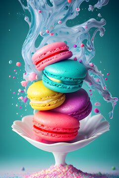 Sweet tasty colorful macarons.