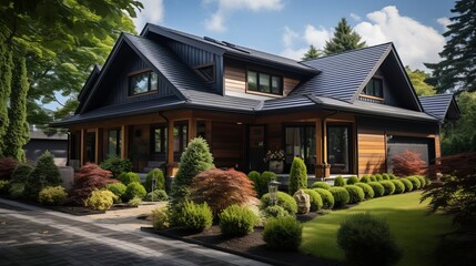 Close-up summer view of a contemporary home