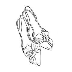 A line drawn illustration of wedding heels featuring bows on each shoe. This line drawing works so nicely for wedding shop logos, blogs, stationery and even signage. 
