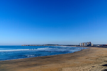 View of Salinas beach. Aviles, Asturias, Spain.