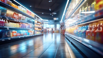 A blurry store with bokeh lights that sparkle. Generative Ai.