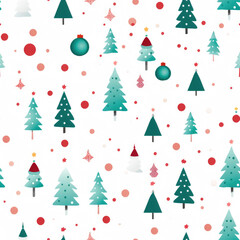 Obraz premium Holiday trees and ornaments on white. The concept is festive pattern design.