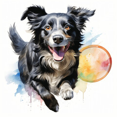 Fototapeta premium Watercolor Cheerful Dog Art