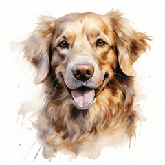 Devoted Dog, Gentle Pastel Watercolor, Isolated on White