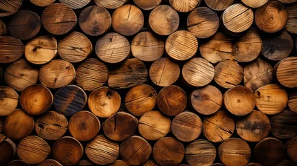 Foto op Plexiglas Background of stacked brown wooden wine or beer barr © ProVector
