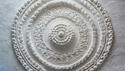 circular patterns on white plaster abstract texture