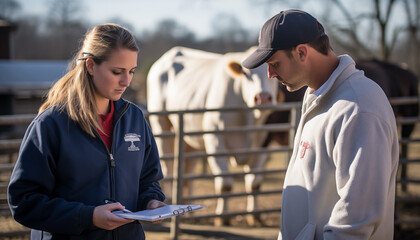 Agriculture Specialists Inspecting Livestock