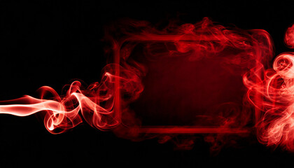 frame from red smoke over black background - obrazy, fototapety, plakaty