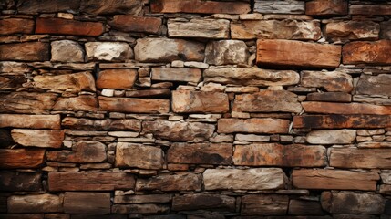 A medieval wall constructed from aged bricks