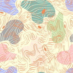 Seamless vector colorful urban pattern with wave lines
