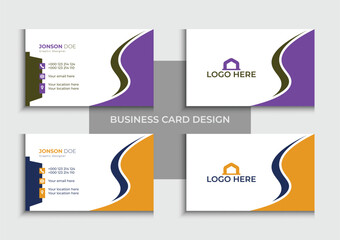 Vector modern professional business card design, abstract simple creative marketing agency visiting card design template with 3color concept.