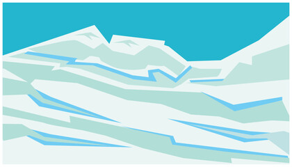 Fototapeta premium Mountains and snow. Vector illustration of a mountain landscape in winter. Winter design elements. Background illustration of a snow mountain which is usually used for skiing