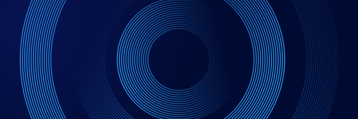 abstract dark blue background with circles - obrazy, fototapety, plakaty