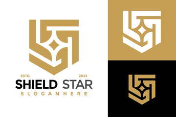 Luxury Shield Star Logo design vector symbol icon illustration