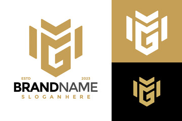 Letter MG Monogram Logo design vector symbol icon illustration - obrazy, fototapety, plakaty