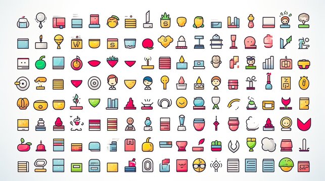 100 school icons set in flat style. Illustration of school icons isolated for any design