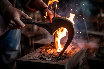 Blacksmith hand crafting. Construction art industry work person. Generate Ai - Powered by Adobe
