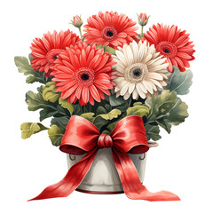 Gerbera Daisies, Flowers, Watercolor illustrations
