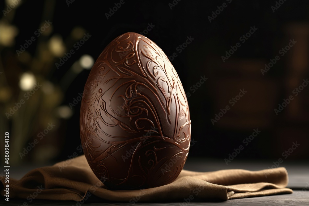 Wall mural chocolate easter egg single piece. celebration food holiday brown shape. generate ai