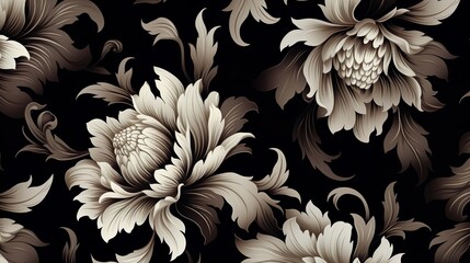 Ikat seamless pattern traditional floral background.