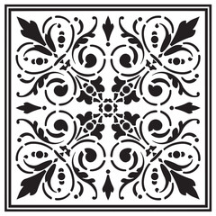 Vector square classic black and gold european ornament. pattern rectangle tiles of ancient Greece and the Roman Empire.