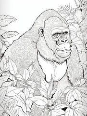 Gorilla animal Coloring book page