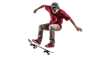Foto auf Leinwand Skateboarder Performing Kickflip on a transparent background © Moostape