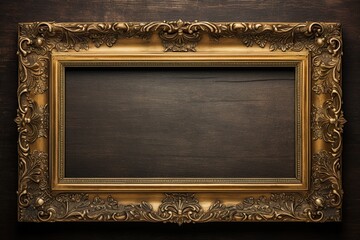 Antique golden picture frame with blank space to add your design, photo or text. Ai Generative