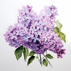 Fototapeta premium A vivid watercolor painting of a purple lilac flower with delicate petals.