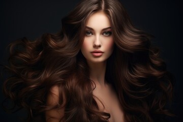 Naklejka premium A Captivating Portrait of a Woman with Gorgeous Brown Locks