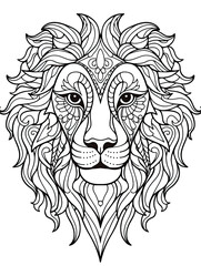Obraz premium Lion animal Coloring book page 